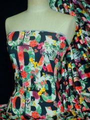 Silk Touch 4 Way Stretch Fabric- Letter Multi Floral Q1195 LFMLT