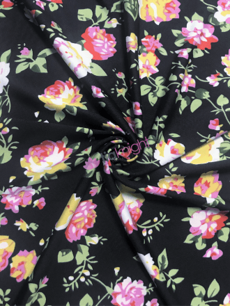 Silk Touch 4 Way Stretch Fabric- Midnight Navy Garden SQ543 NYMLT