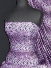 Silk Touch 4 Way Stretch Fabric- Purple Tiger Print Sequin SQ36 PPL