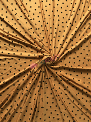 Silk Touch 4 Way Stretch Lycra Fabric- Mustard/Black Polka Dots SQ703 MSTBK