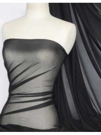 Silky Chiffon Sheer Fabric Material- Black Q727 BK