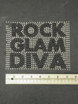 Silver/Black 'Rock Glam Diva' Iron-On Rhinestud