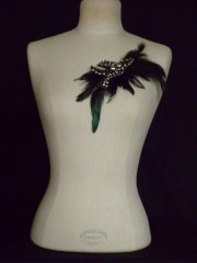 Silver Encrusted Feather Neck Piece- Black EM353 BK