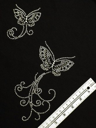 Silver Grey Butterfly Iron-On Rhinestuds