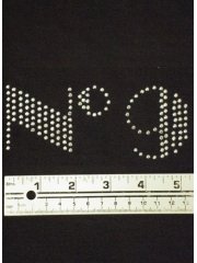 Silver 'No 9' Iron-On Rhinestud