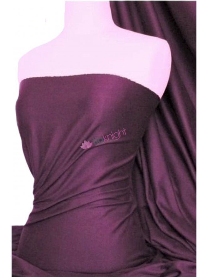 Single Jersey Knit 100% Light Cotton T-Shirt Fabric- Aubergine Q1249 AUB