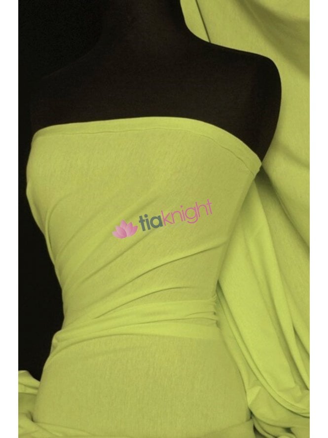 Single Jersey Knit 100% Light Cotton T-Shirt Fabric- Flo Lime Green Q1249 FLM