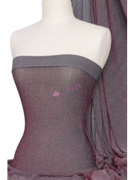Slinky Glitter Stripe 4 Way Stretch Jersey Fabric (114 cms Width)- Red Q1149 BKRD