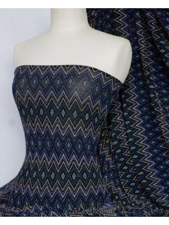 Slinky Shimmer Abstract 4 Way Stretch Fabric- Navy Q1180 NY