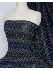 Slinky Shimmer Abstract 4 Way Stretch Fabric- Navy Q1180 NY