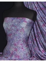 Slinky Stretch Jersey Fabric- Pink/Blue Tie Dye Animal Skin Q1376 PNBL