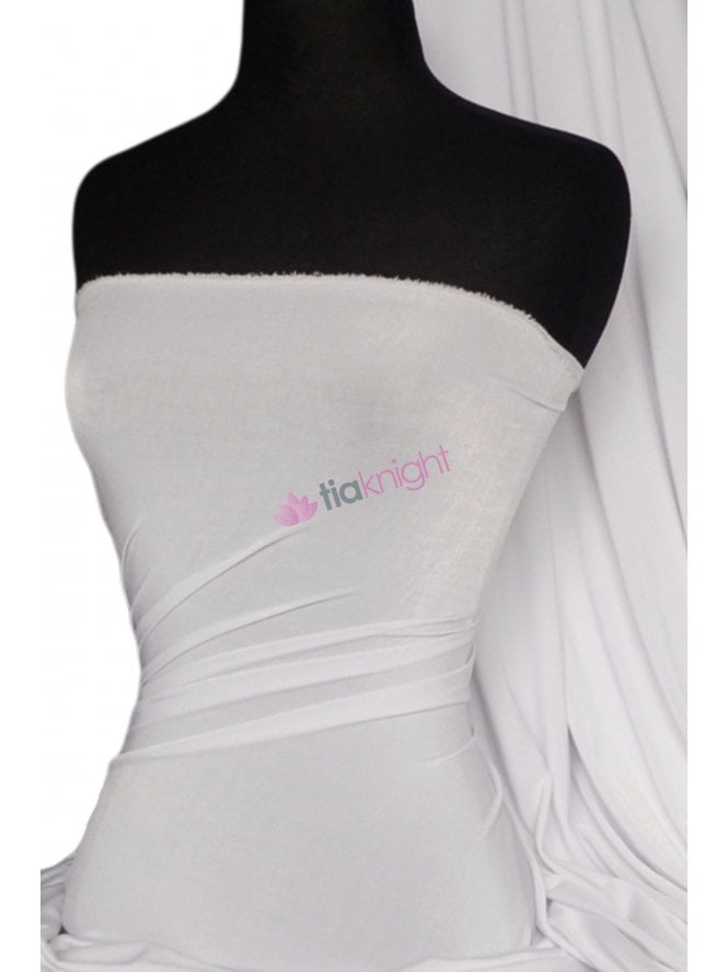 Slinky Stretch Jersey Fabric- White Q323 WHT