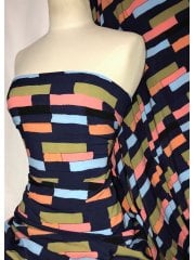 Smooth Touch Woven Blouse/Dress Fabric- 90's Abstract Navy/Multi SMT36 NYMLT