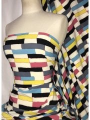 Smooth Touch Woven Blouse/Dress Fabric- 90's Abstract Yellow/Multi SMT36 YLMLT
