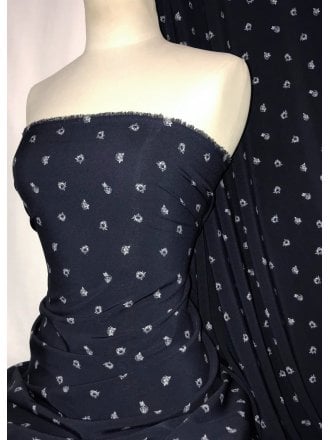 Smooth Touch Woven Blouse/Dress Fabric- Bellé Roses SMT33 NYWHT