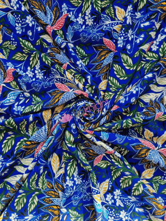 Smooth Touch Woven Blouse/Dress Fabric- Divine Royal Floral SMT39 RBLMLT