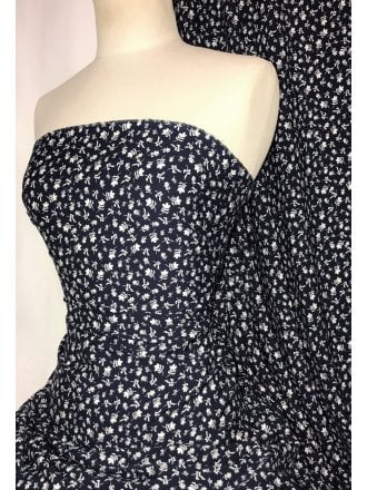 Smooth Touch Woven Blouse/Dress Fabric- Falling Florals SMT35 NYWHT