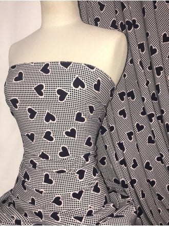 Smooth Touch Woven Blouse/Dress Fabric- Hearts Grid SMT29 NYMLT