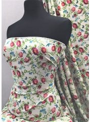 Smooth Touch Woven Blouse/Dress Fabric- Ivory Multi Florals SMT18 IVMLT