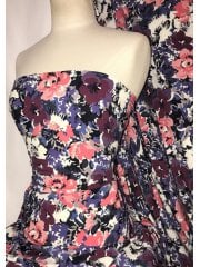 Smooth Touch Woven Blouse/Dress Fabric- Purple/Pink Florals SMT37 PPLPN