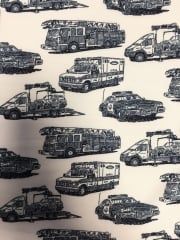 Smooth Touch Woven Stretch Fabric- Emergency Vehicles SMT16 IVNY