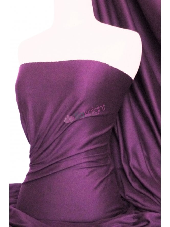 Soft Fine Rib 100% Cotton Knit Material - Aubergine Q61 AUB