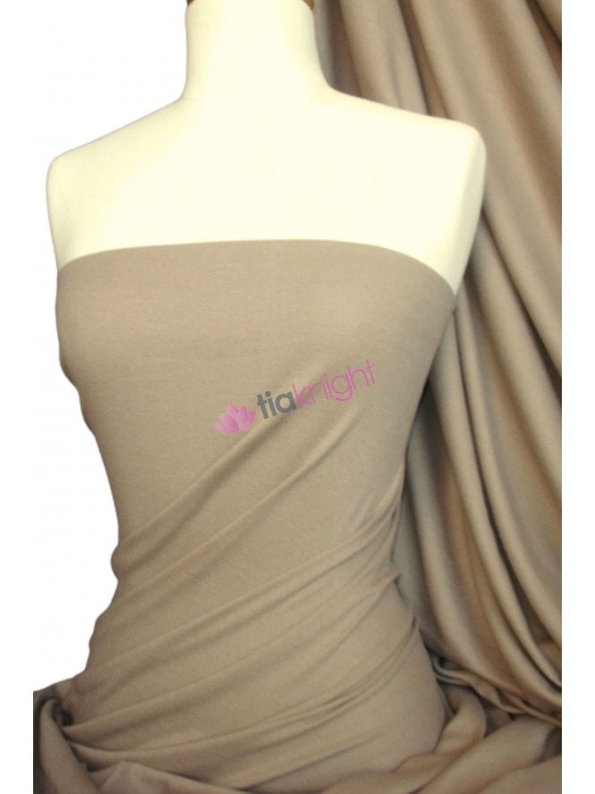 Soft Fine Rib 100% Cotton Knit Material- Biscuit Q61 BSC
