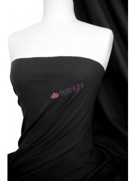  Soft Fine Rib 100% Cotton Knit Material - Black Q61 BK