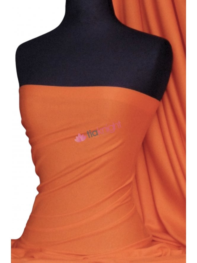 Soft Fine Rib 100% Cotton Knit Material- Bright Orange Q61 BTOR