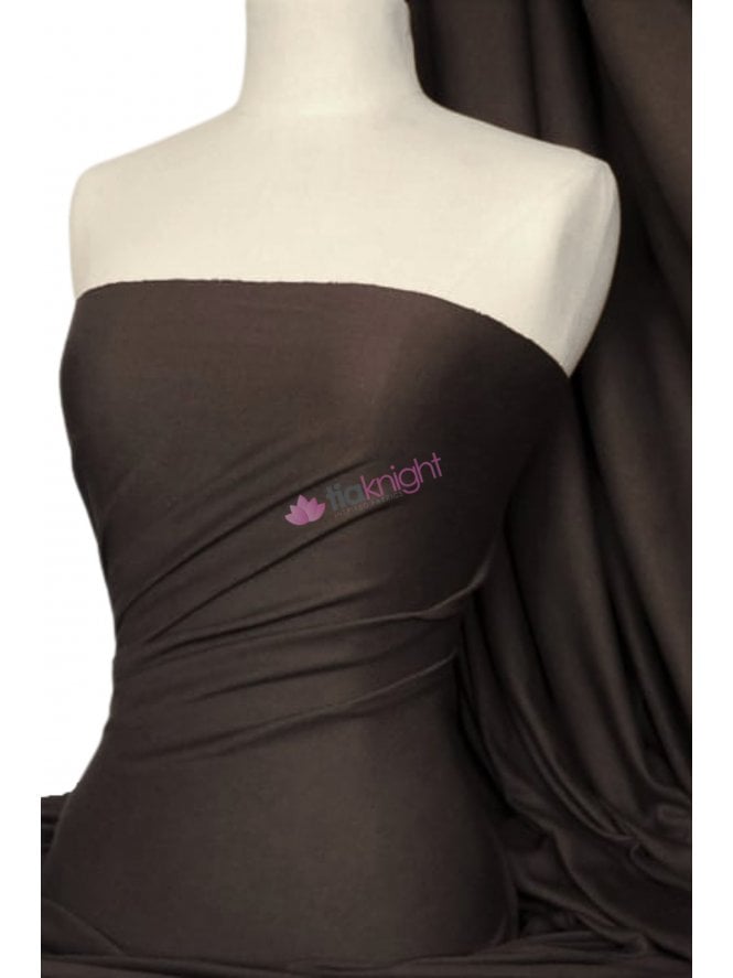 Soft Fine Rib 100% Cotton Knit Material- Brown Q61 BR