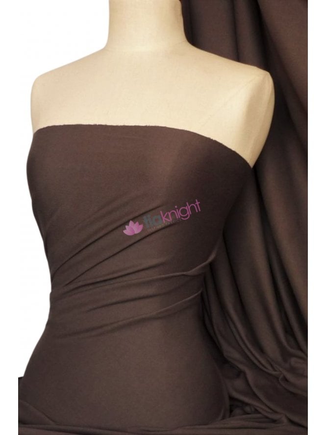 Soft Fine Rib 100% Cotton Knit Material- Coffee Brown Q61 CFBR