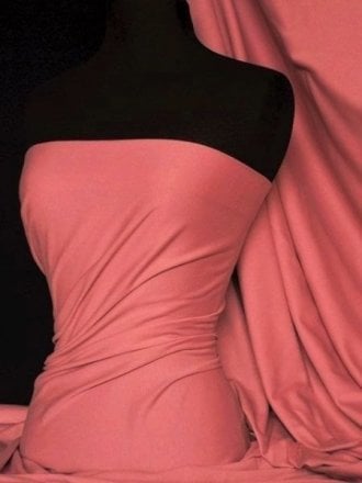Soft Fine Rib 100% Cotton Knit Material - Coral Pink Q61B CRL