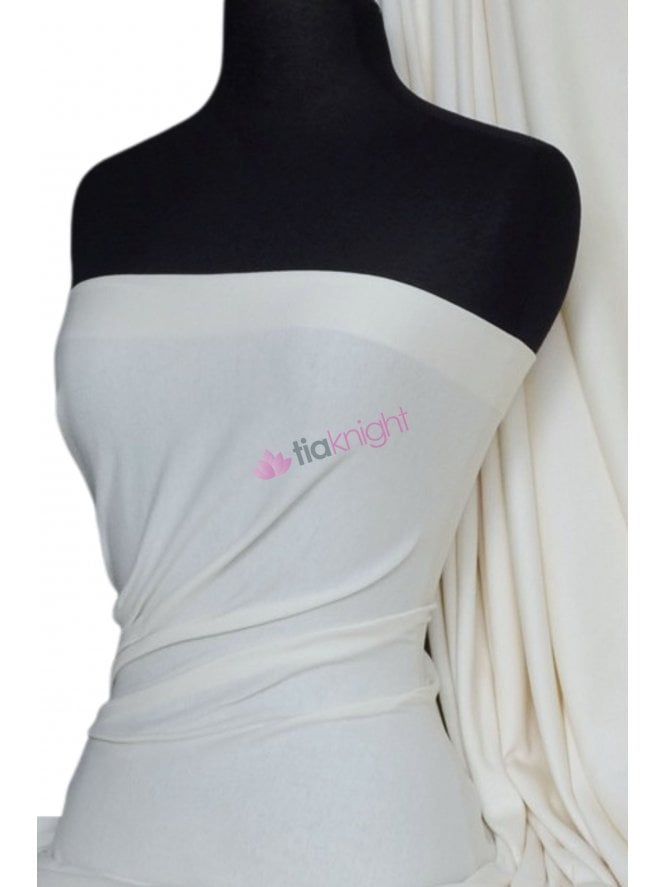 Soft Fine Rib 100% Cotton Knit Material- Ivory Q61 IV