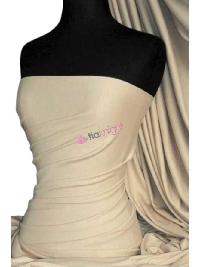 Soft Fine Rib 100% Cotton Knit Material- Light Stone Q61 LSTN