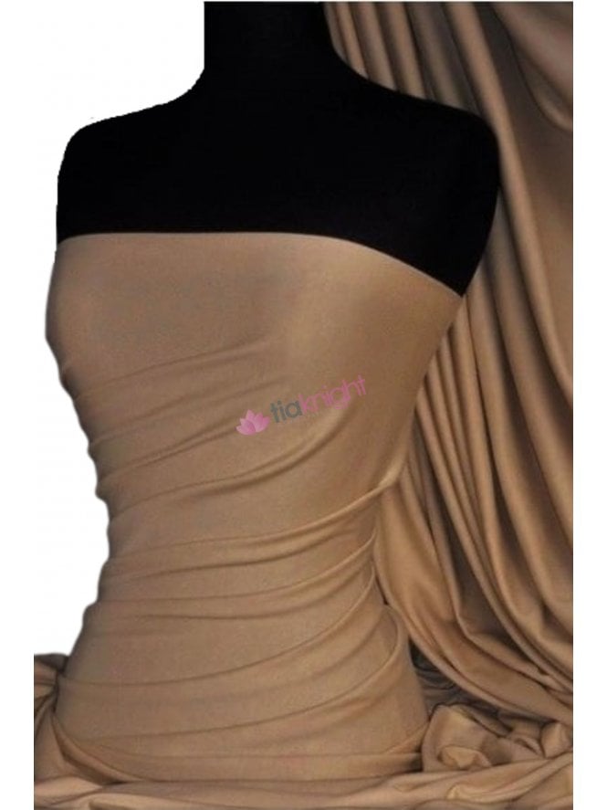Soft Fine Rib 100% Cotton Knit Material- Mocha Q61 MCH
