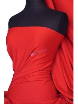 Soft Fine Rib 100% Cotton Knit Material - Red Q61 RD