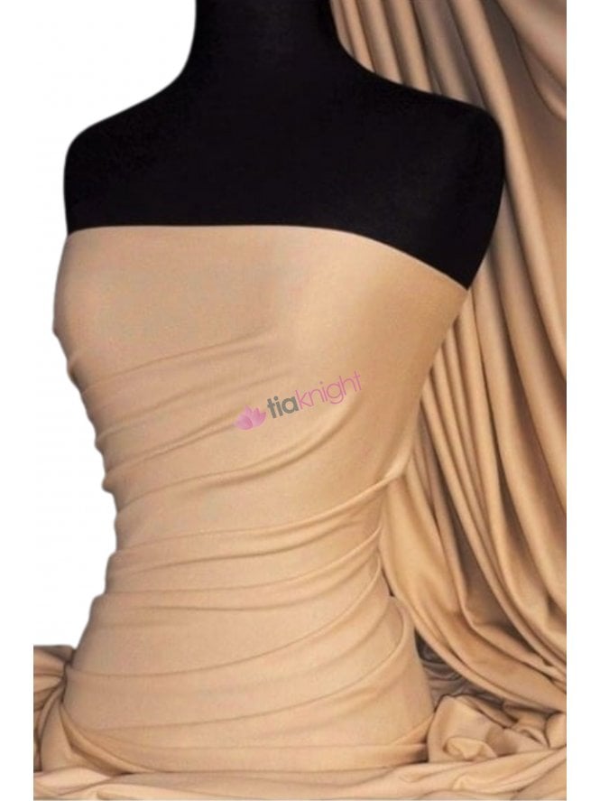 Soft Fine Rib 100% Cotton Knit Material - Stone Q61 STN