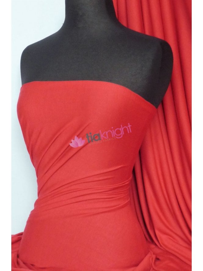 Soft Fine Rib 100% Cotton Knit Material- Tomato Red Q61 TMRD
