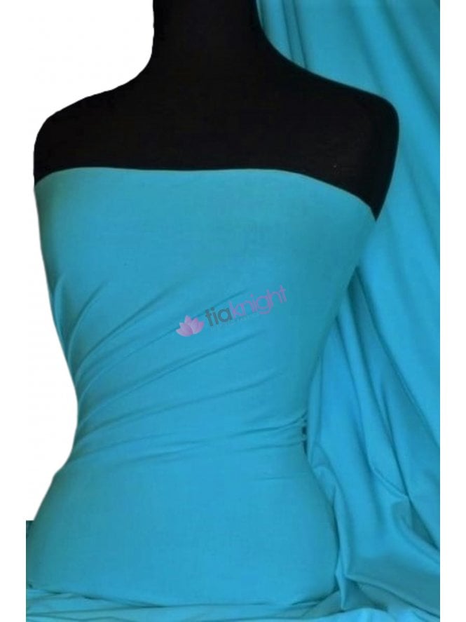Soft Fine Rib 100% Cotton Knit Material- Turquoise Q61 TQS
