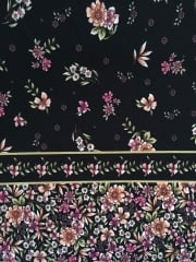 Soft Touch 4 Way Stretch Lycra Fabric- Vintage Floral Black/Pink SFT225 BKPN