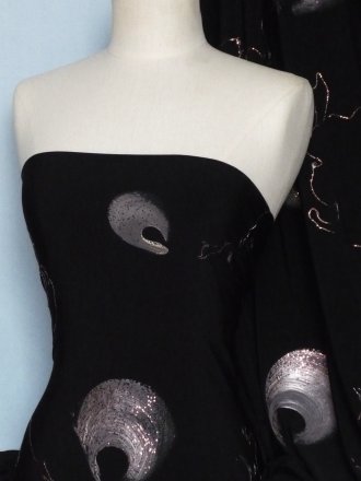 Soft Touch Glitter Embossed 4 Way Stretch- Black/Red Q844 BKRD