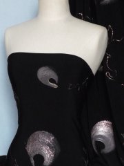Soft Touch Glitter Embossed 4 Way Stretch- Black/Red Q844 BKRD