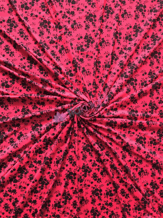 Soft Touch Stretchy Lycra- Cerise Floral Silhouette SQ701 CRSBK