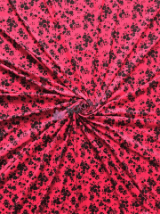 Soft Touch Stretchy Lycra- Cerise Floral Silhouette SQ701 CRSBK