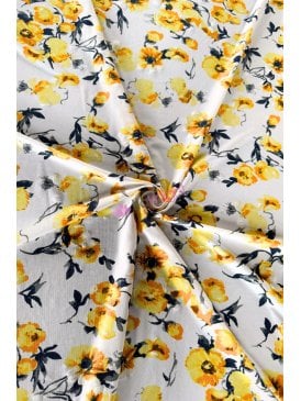 Soft Touch Stretchy Lycra Fabric- Yellow Daisies SQ870 IVYL