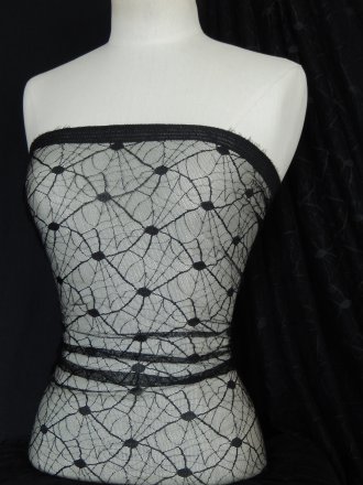 Spider Web 100% Polyester Net Fabric - Black SQ50 BK