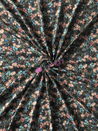 Spun Poly Viscose Light-Weight Woven Material- Forest Garden SQ562 BKMLT
