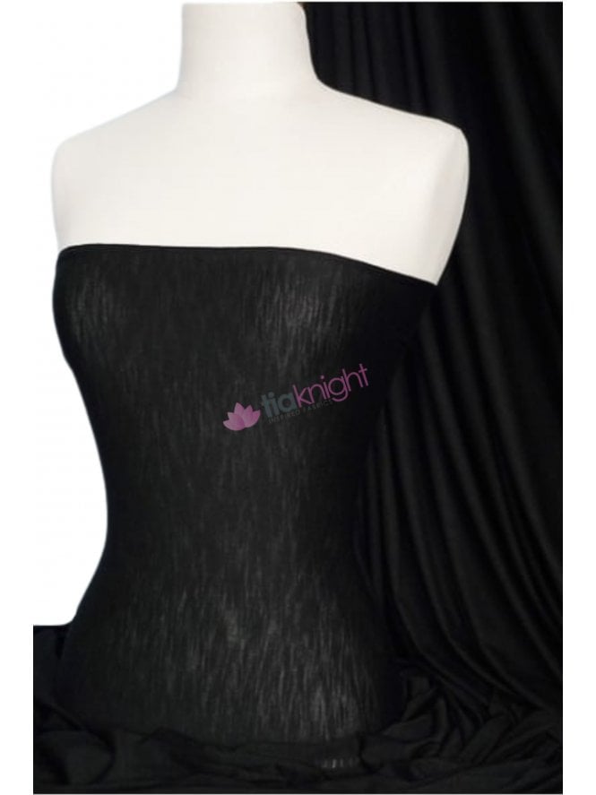 Spun Poly Viscose Medium Weight Stretch Fabric- Black PVSC BK