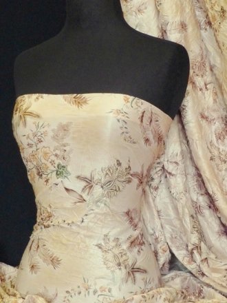 Stone Floral Stretch Crushed Viscose Poly Fabric Q1052 STN