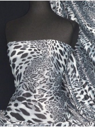 Subtle Sheer Shimmer Fabric- Leopard Silver Q1230 SLV